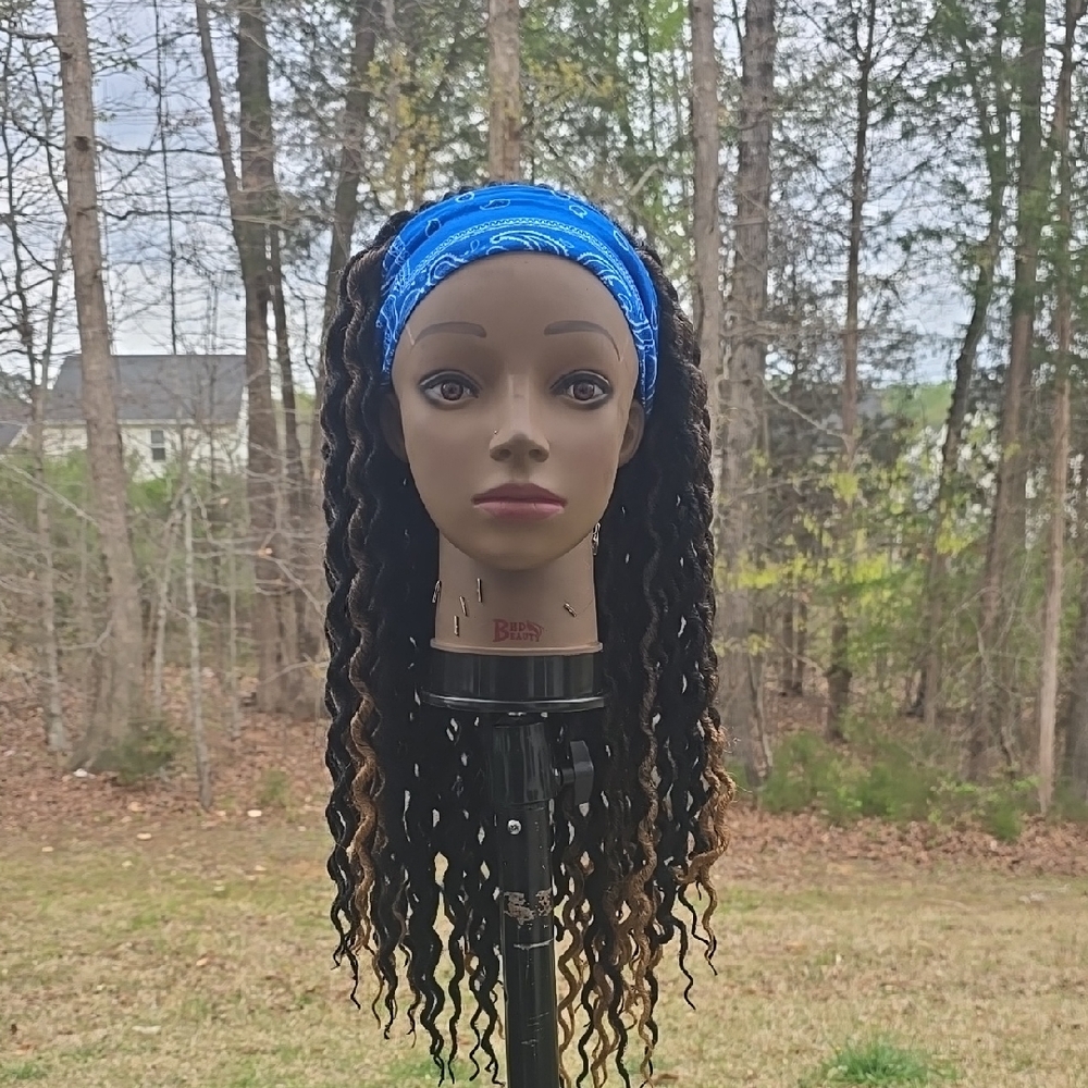 Black and Brown Curly Locs Headband Wig
